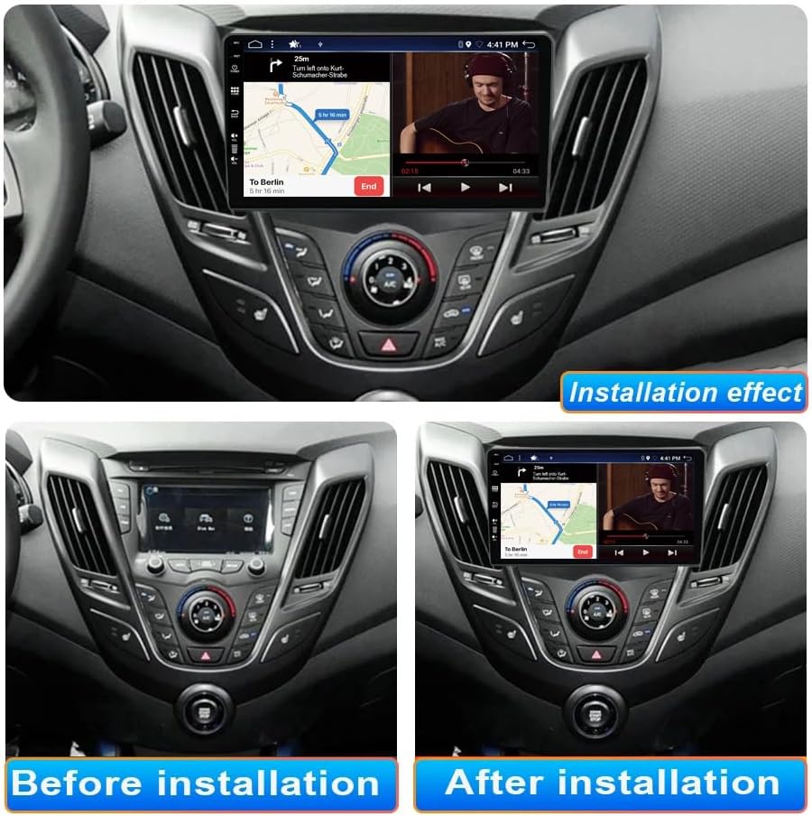 Android 15 IPS Autoradio Passt für Hyundai Veloster FS (2011-2017) - Eingebautes CarPlay Android Aut