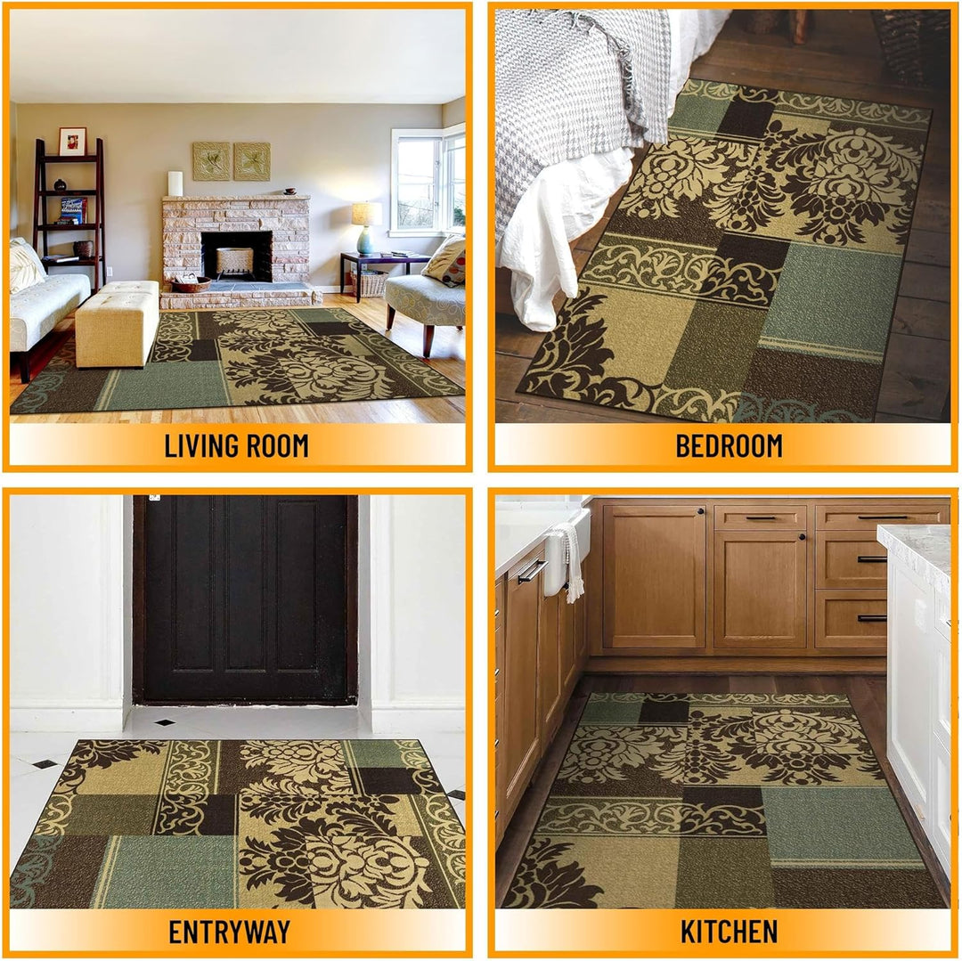 Ottomanson Ottohome-Kollektion Teppich mit Gummirückseite und modernem Damast-Design, 100 cm x 150 c