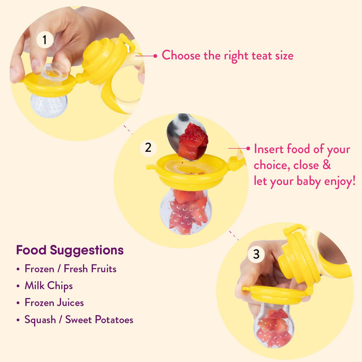 NatureBond Fruchtsauger Baby Obstschnuller für Babys (2 Fruchtsauger + 6 Schnuller) - Schnuller für