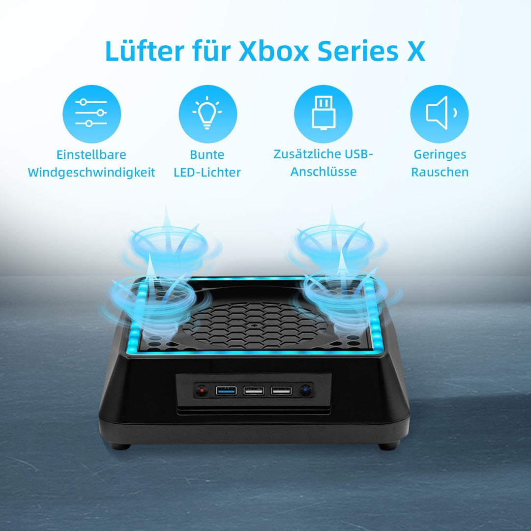 Tolesum Upgraded Lüfter Ständer für Xbox Series X, Kühler Stand mit RGB LED,4 Grosse &amp;Turbolüfter, U