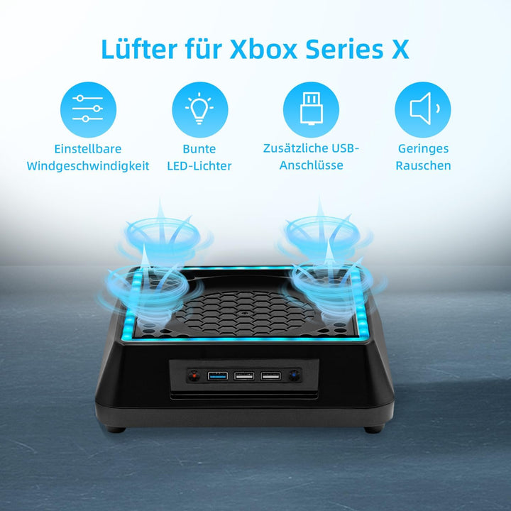 Tolesum Upgraded Lüfter Ständer für Xbox Series X, Kühler Stand mit RGB LED,4 Grosse &amp;Turbolüfter, U