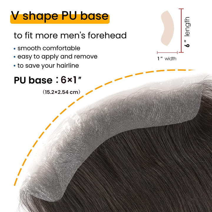 Lordhair Toupet Herren - Europäisches Echthaar Toupet, V-LOOP Skin Toupet für Männer, Toupet Echthaa