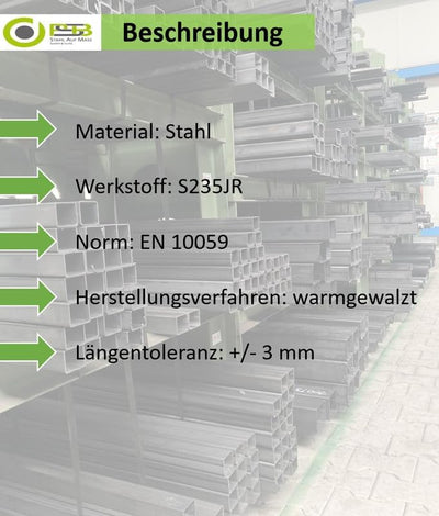 Vierkantstahl - Vierkanteisen - Quadratstahl von 6-30 mm S235JR DIN EN 10059 (25x25-1700mm) 25x25 -