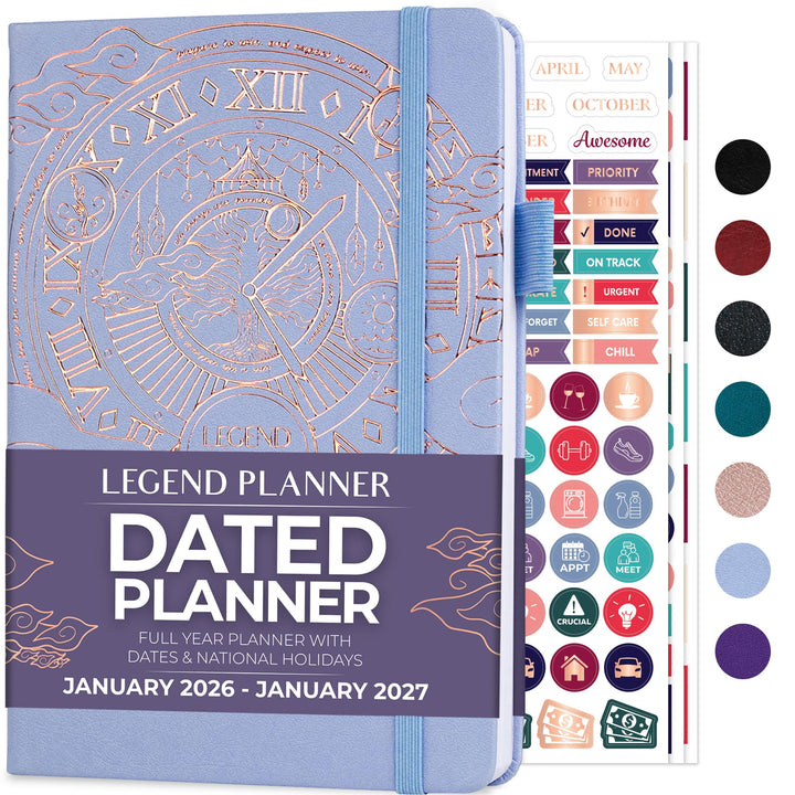Legend Planner Januar 2024 – Januar 2025, datierter Wochen- und Monatsplaner, um Ihre Ziele zu errei