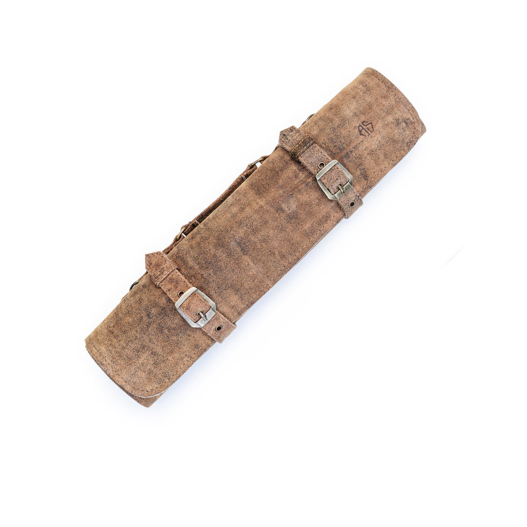 Angus Stoke Messertasche Leder für Köche 7-Fach Kochmesserrolle gross – Messer Tasche Kochmesser - K