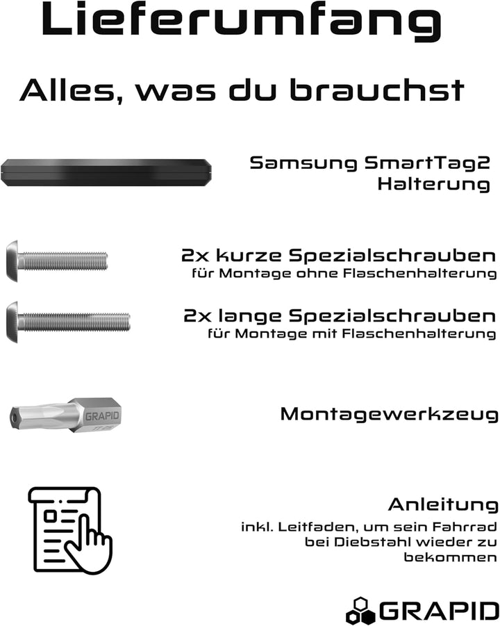 GRAPID Fahrradhalterung für Samsung SmartTag 2 Fahrrad Halterung – Universeller Halter – Tracker für