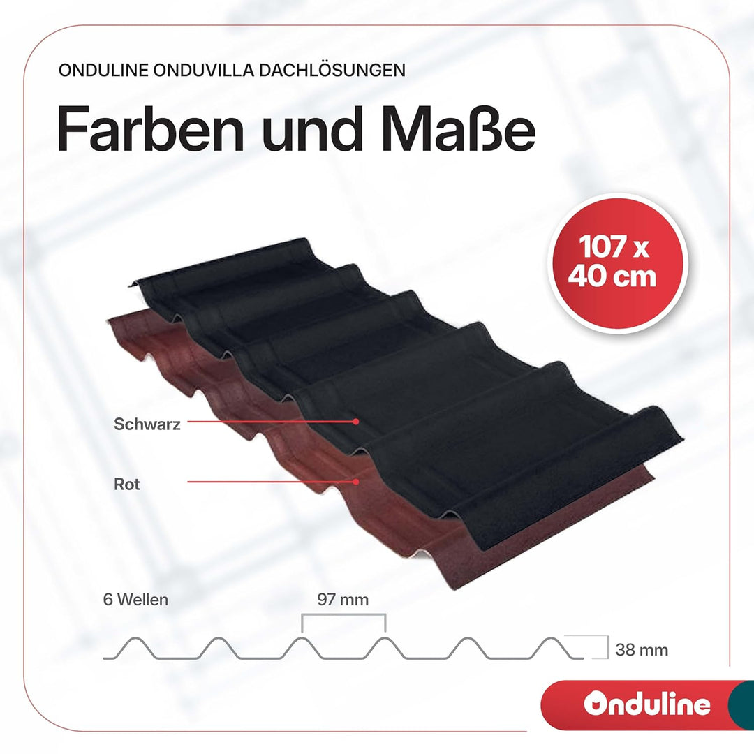 ONDUVILLA Dachplatten Bitumenwellplatten Dachsystem zum Verlegen-Dachmaterial wetterfest&langlebig–F