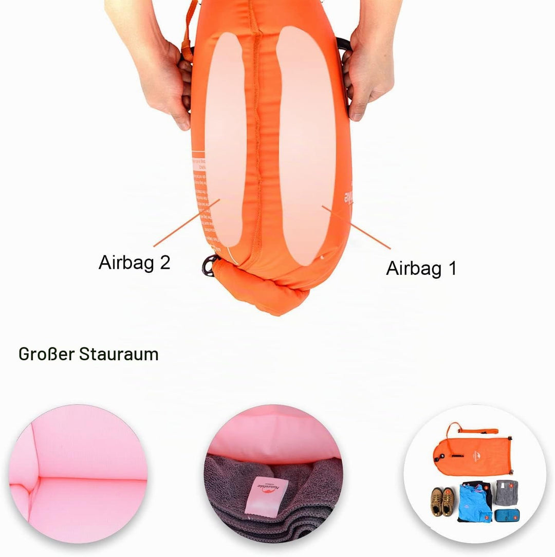 Naturehike Aufblasbarer Trockensack, 18L Wasserdichter Rucksack mit 2 Luftkammern für Open Water Sch