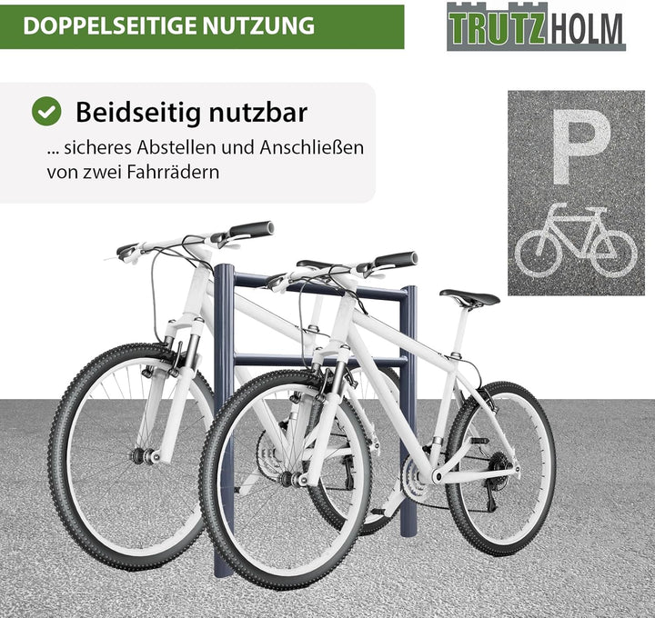 TRUTZHOLM 5x Fahrradanlehnbügel mit Knieholm 115x75 cm Stahl pulverbeschichtet Ø 60 mm Anlehnbügel z