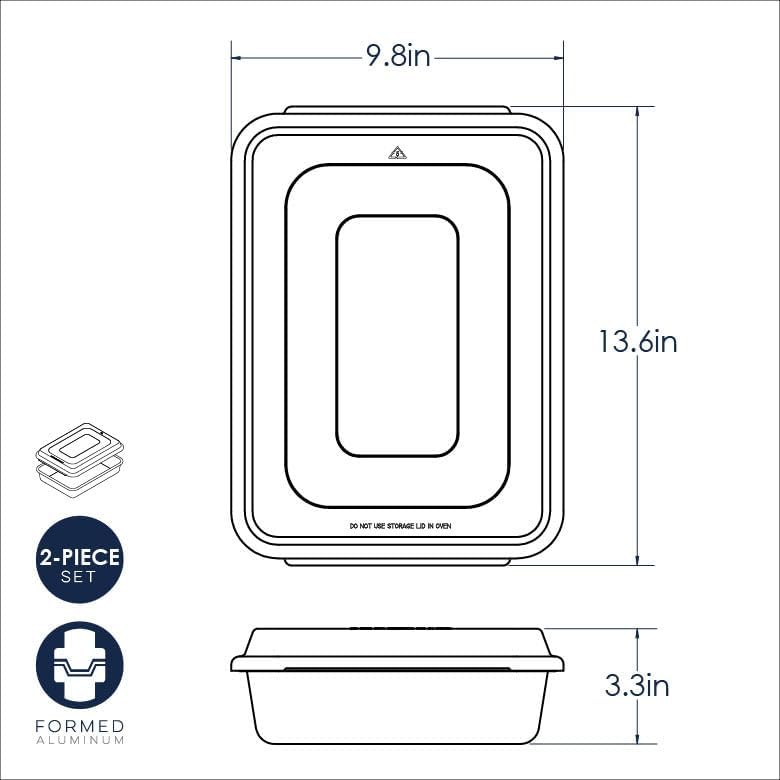 Nordic Ware Natural Aluminum Commercial Cake Pan with Lid, Rectangle Pan with Lid, Rectangle Pan wit