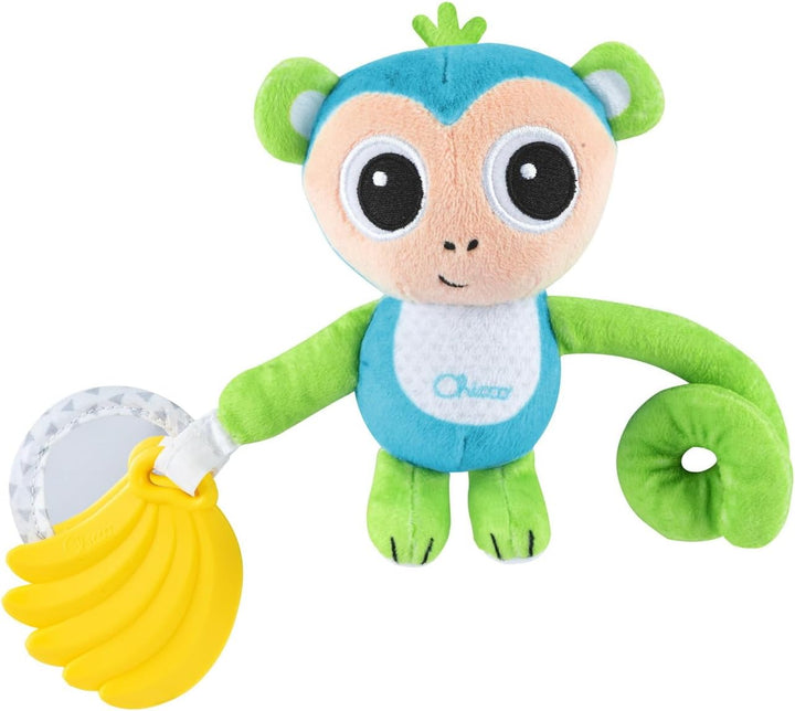 Chicco Tragbare Affenrassel, niedliche kleine Affenrassel mit langem Arm und elastischem Riemen zur