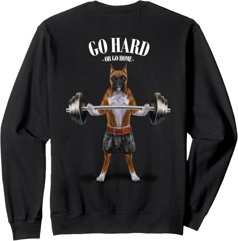 Boxerhund, der Gewichte im Fitnessstudio hebt Sweatshirt