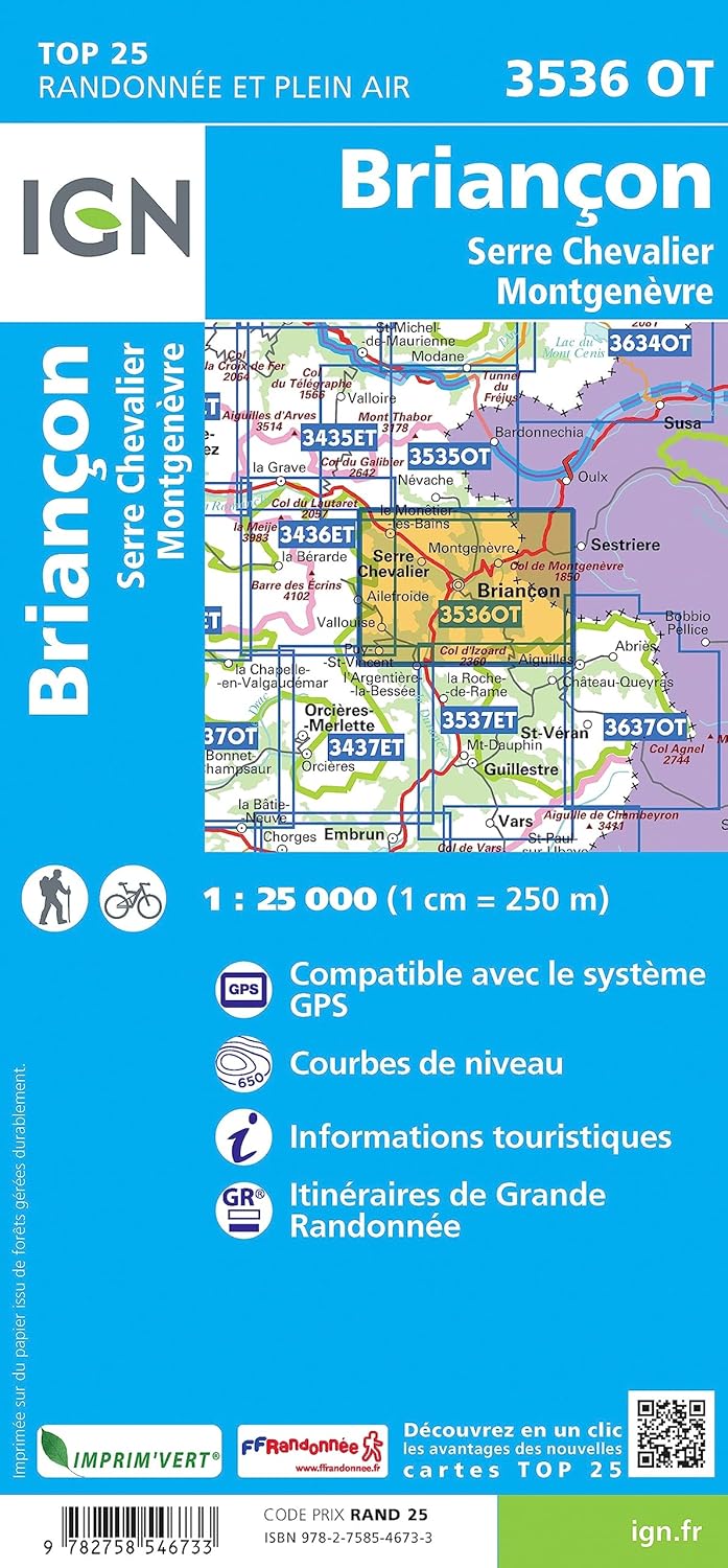 Briançon. Serre-Chevalier. Montgenèvre 1 : 25 000 (TOP 25), Karte