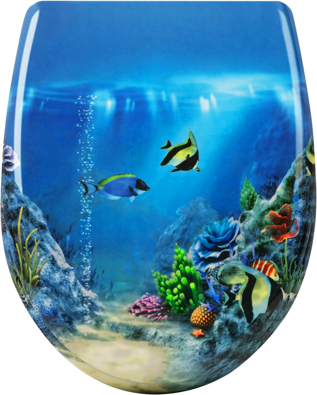 WOLTU Toilettendeckel mit Absenkautomatik Motiv, WC Sitz mit Schnellverschluss, Toilettensitz O Form