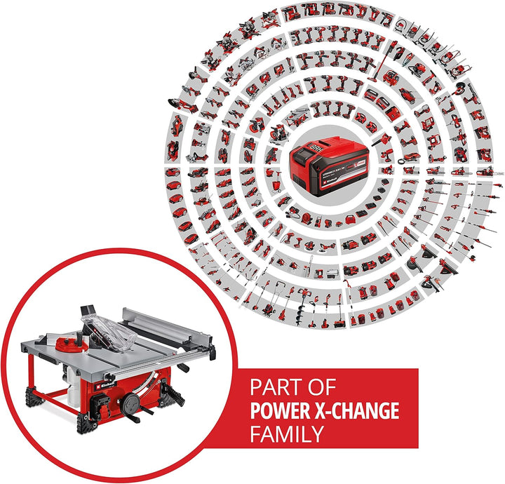 Einhell Akku-Tischkreissäge TE-TS 36/210 Li-Solo Power X-Change (Lithium-Ionen, Aluminiumtisch, Tisc