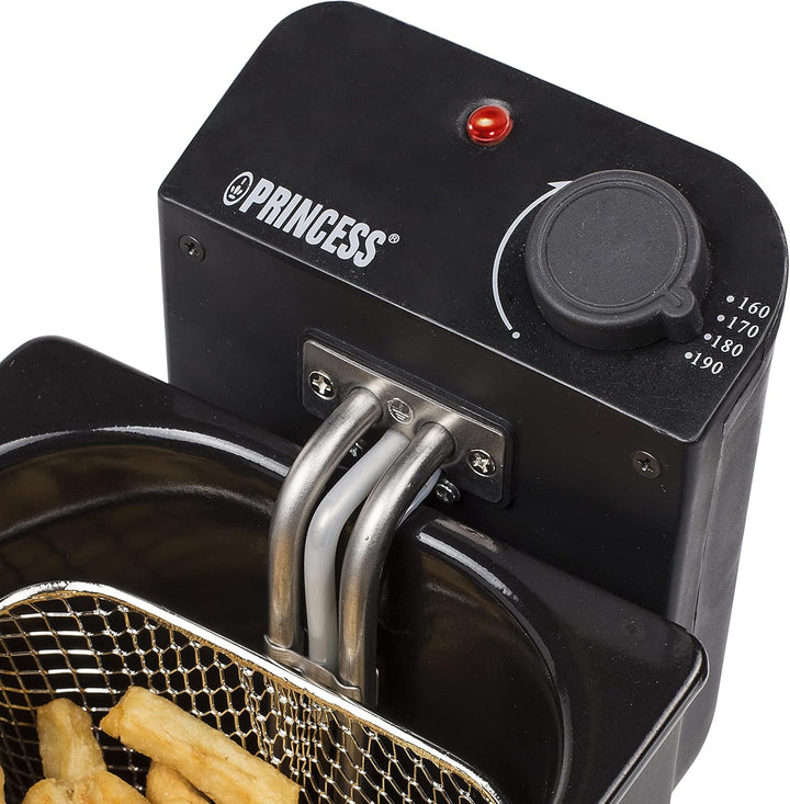 Princess Edelstahl Fritteuse (schwarz), 3 Liter (2000 Watt) mit Kaltzonenfunktion, 182727, 01.182727