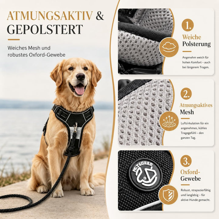 Hundegeschirr Grosse Hunde - Verstellbares Geschirr Hund mit Magnetverschlüssen | Anti-Zug Funktion,
