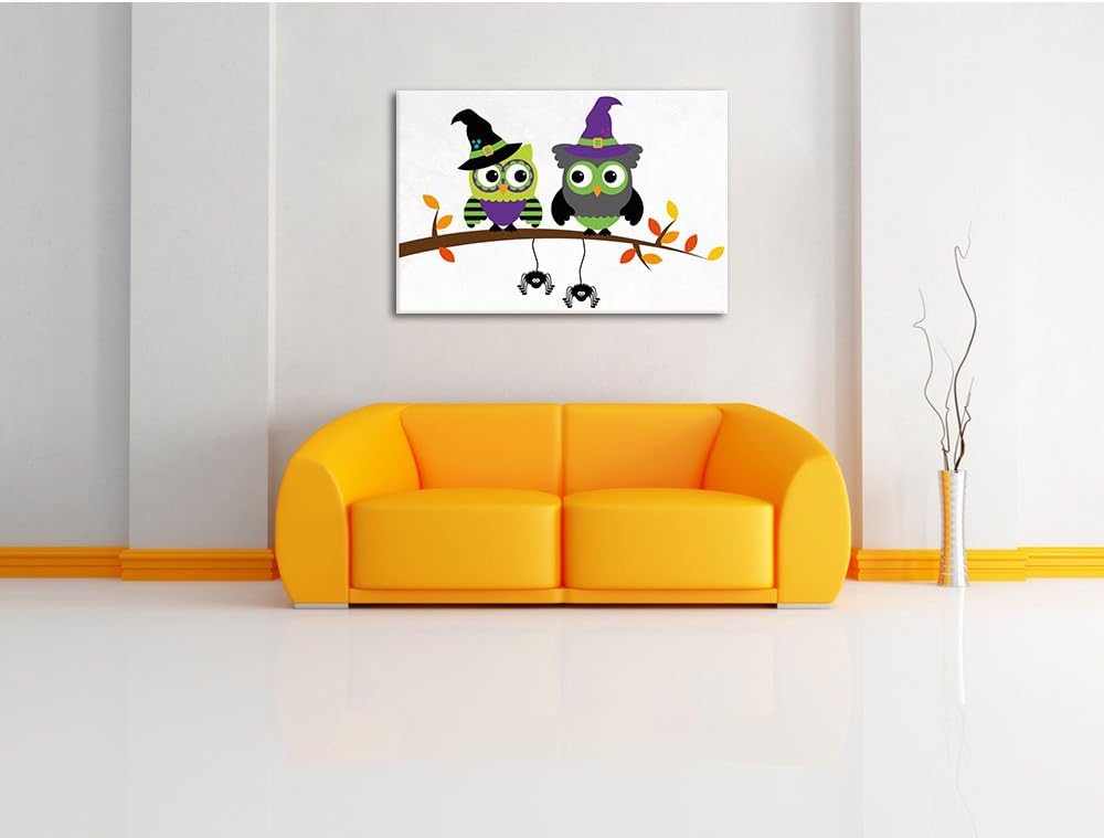 Pixxprint Hexen Eulen als Leinwandbild/Grösse: 100x70 / Wandbild/Kunstdruck/fertig bespannt, 100x70