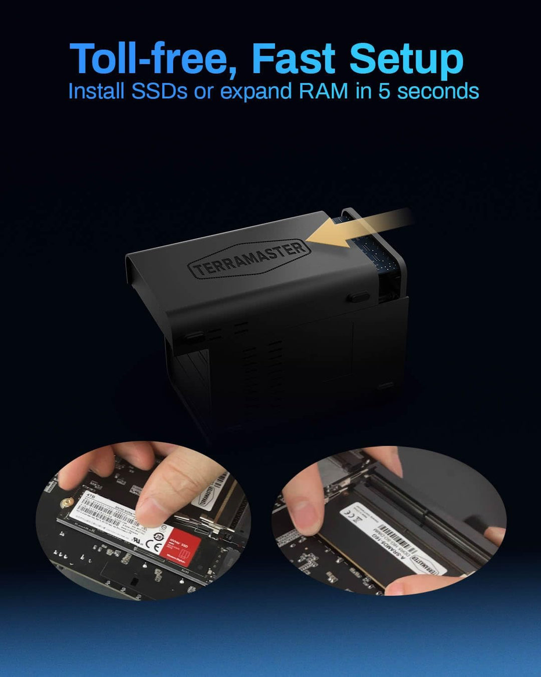 TERRAMASTER F6-424 Max NAS Storage - 6Bay Core i5 1235U 10 Kerne 12 Threads, 8GB DDR5 RAM, 10GbE Por