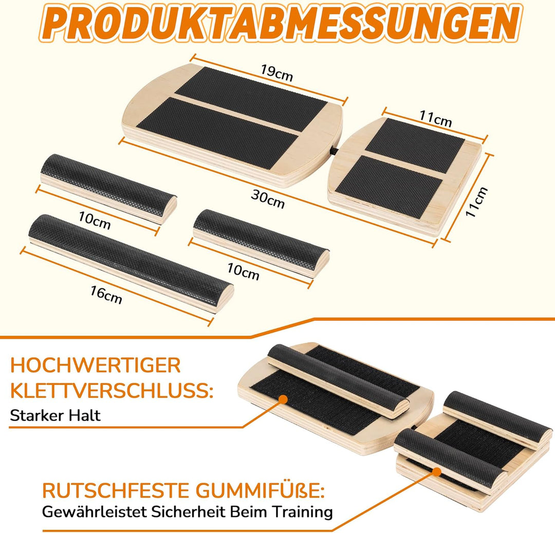 Knöchel-Balanceboard aus Holz,Rutschfester Knöcheltrainer Fusstrainer mit 2 Verstellbare Seitenplatt