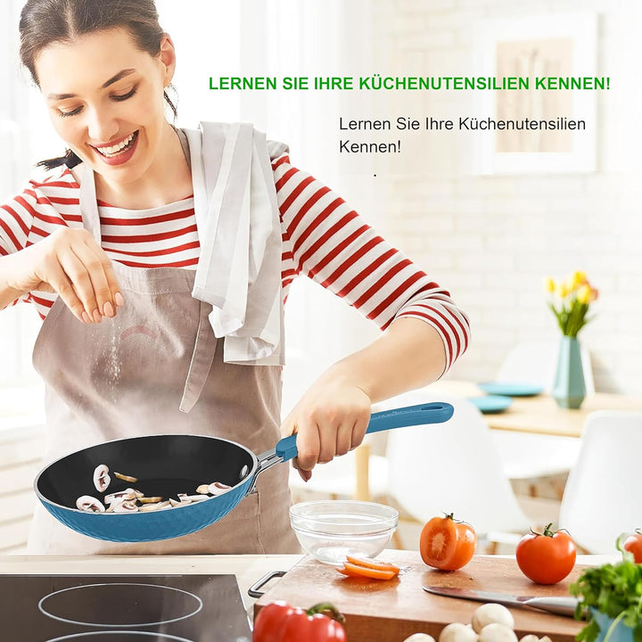 NutriChef Excilon Antihaft-Kochgeschirr, Töpfe und Pfannen Set mit Stielkasserolle, Bratpfannen, Koc