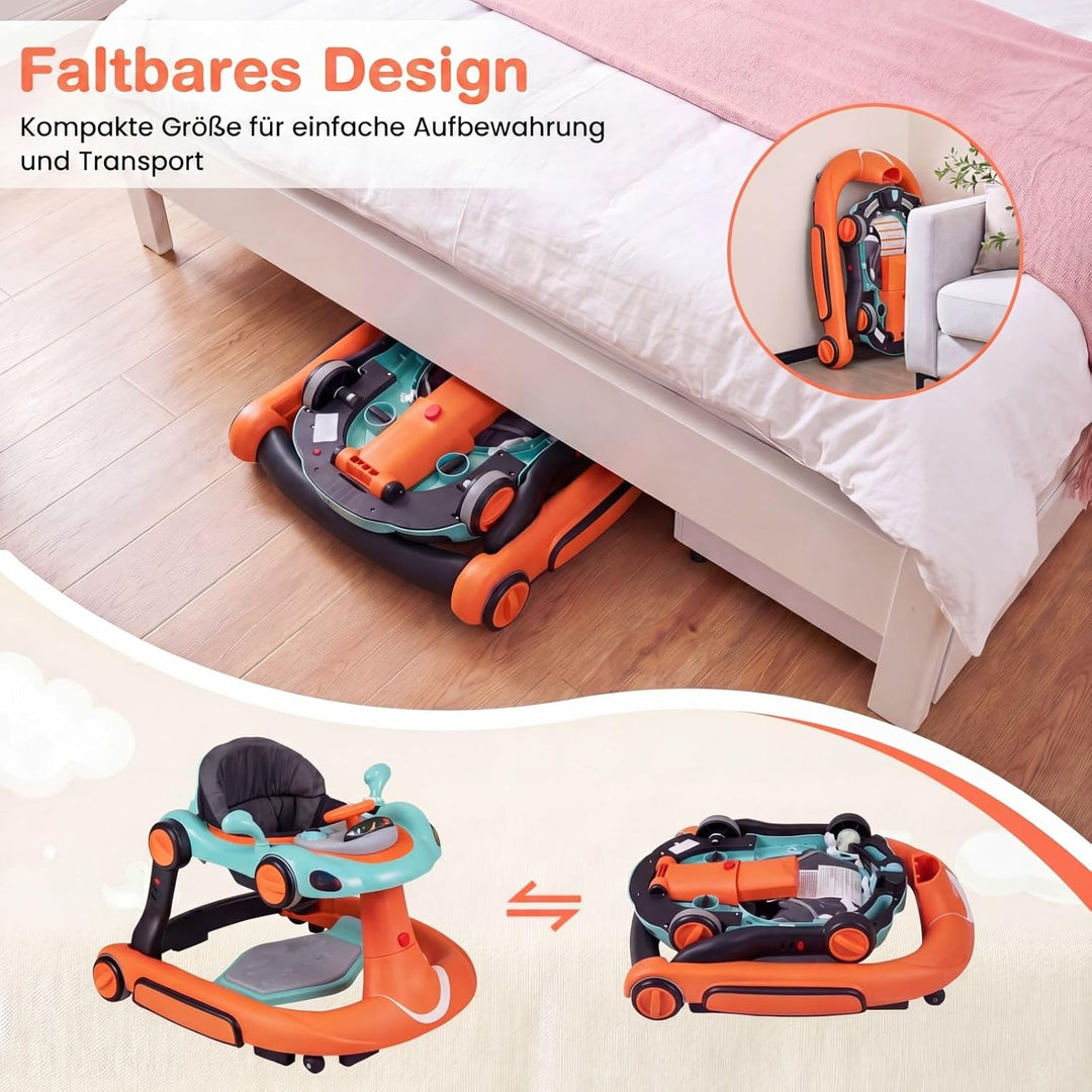 COSTWAY 7 in 1 Lauflernhilfe mit Verdeck, Lauflerwagen mit einstellbarer Höhe & Geschwindigkeit, Bab