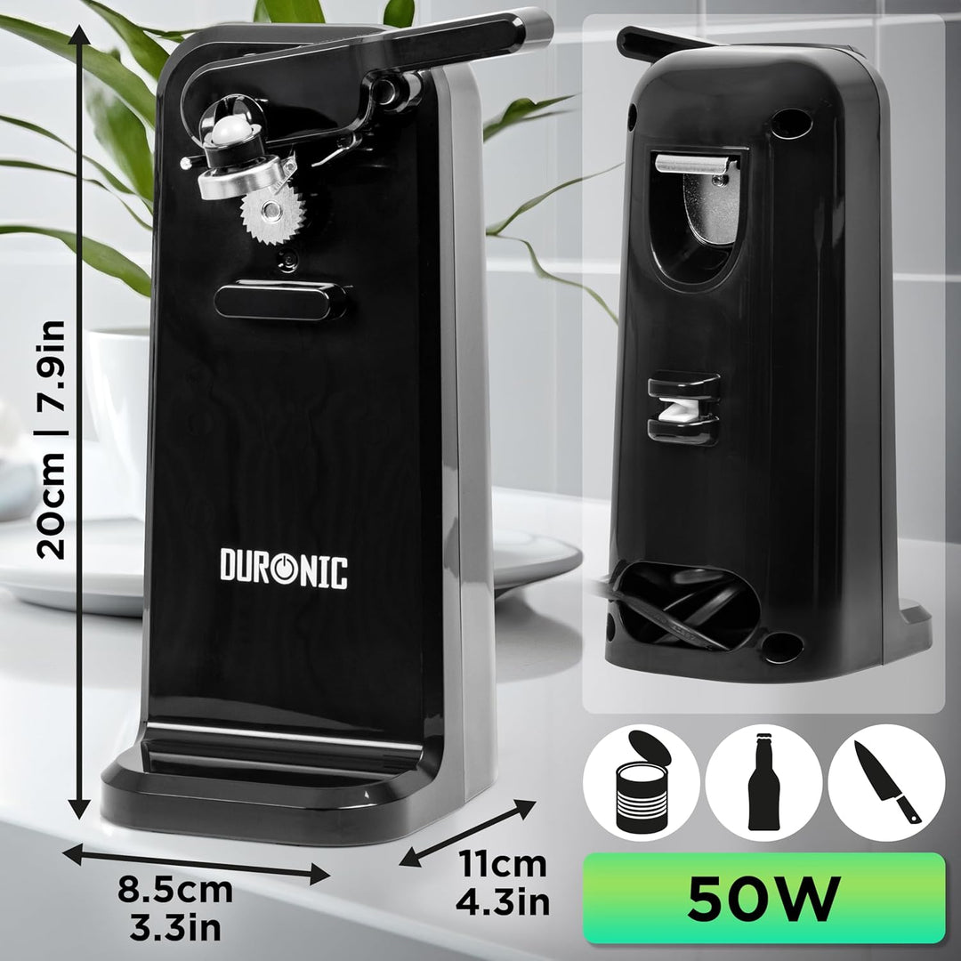 Duronic CO40 Dosenöffner, elektrischer Büchsenöffner für bis zu 600 ml Konservendosen, 3-in-1 automa