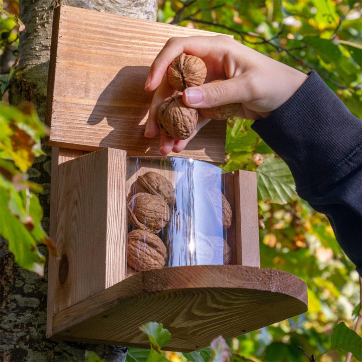 VOSS.garden Eichhörnchen Futterstation Kiefernholz wetterbeständig Futterhaus