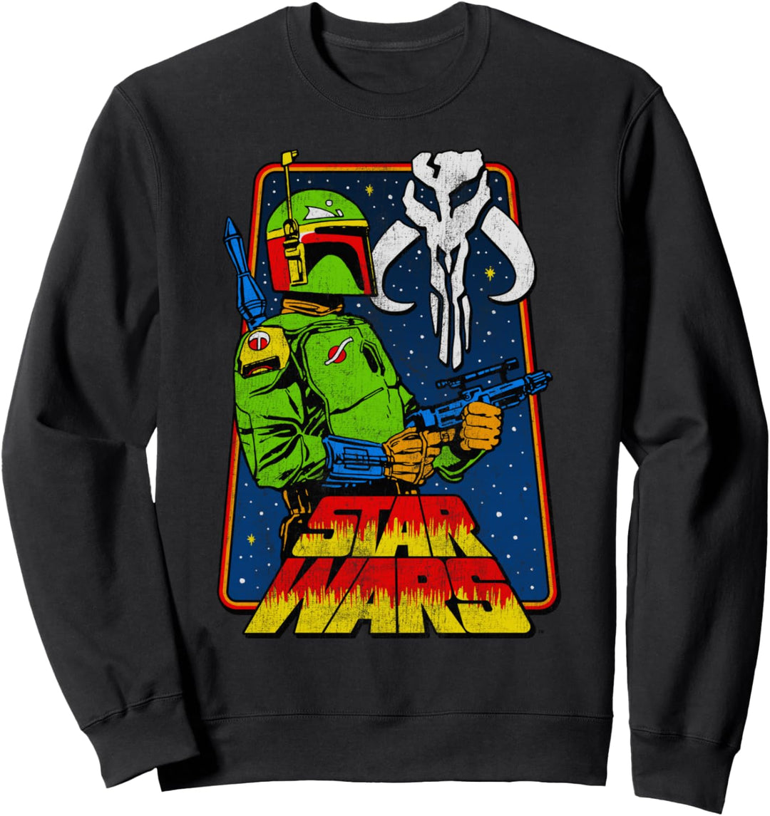 Star Wars Boba Fett Mandalorian Skull Distressed Poster Sweatshirt