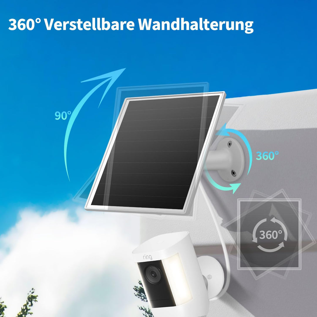Solarmodul für Ring-Kameras, 6W-Solarladegerät kompatibel mit Ring Stick Up Cam/Pro und Spotlight Ca