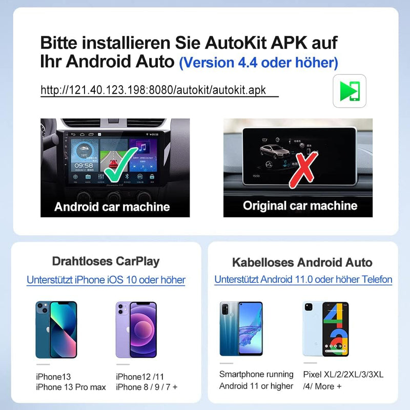 CarlinKit New Wireless CarPlay/Wireless Android Auto Adapter für Aftermarket Android Radio Version 4