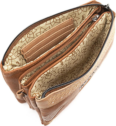 Lois - Clutch - Elegante Handgelenktasche Damen, Portemonnaie Damen & Handtasche Damen 310719 Braun,