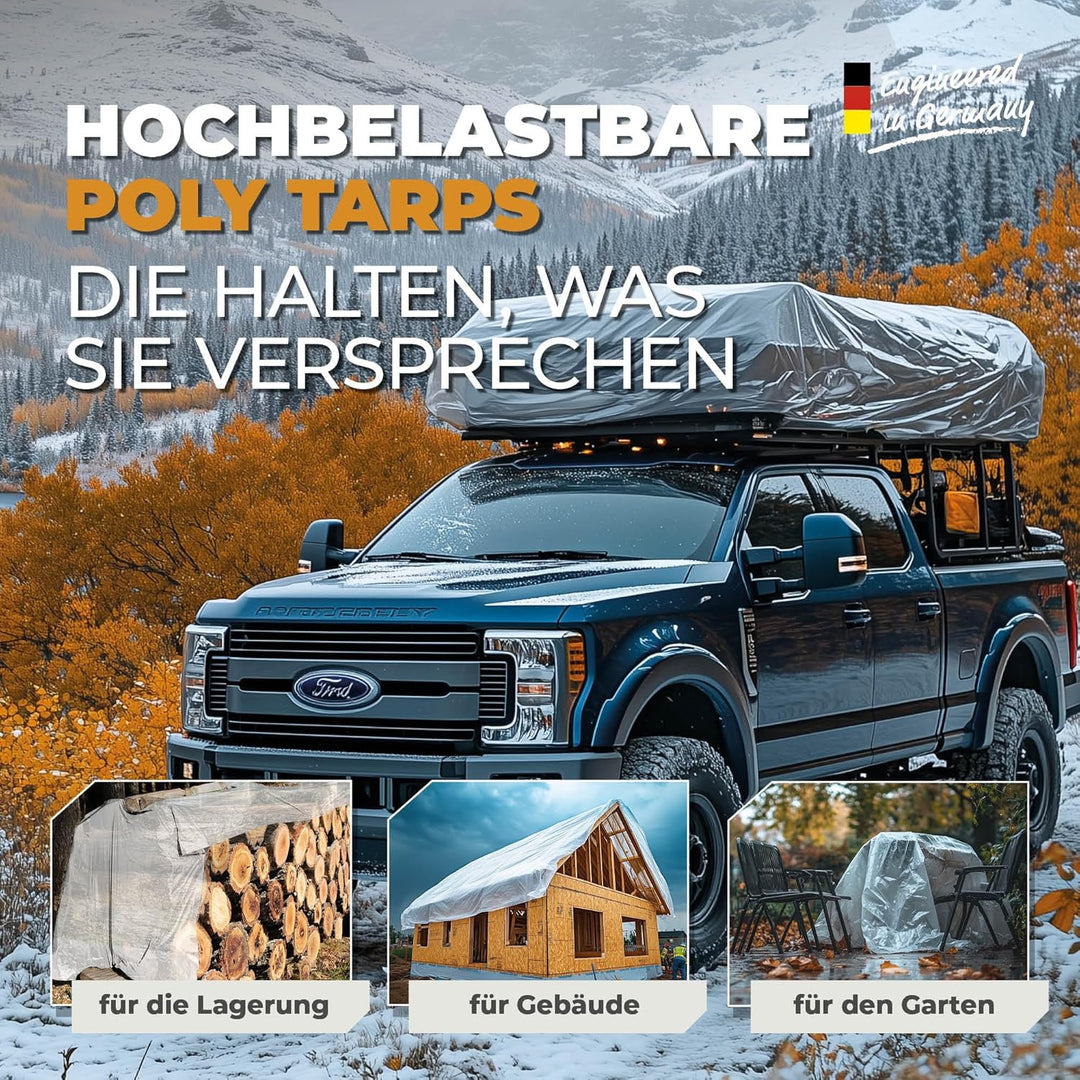 Rainexo Abdeckplane Transparent 4x6m; Stärke: 90g/m² - min. 3 Jahre UV Beständig Transparent 4 x 6 m