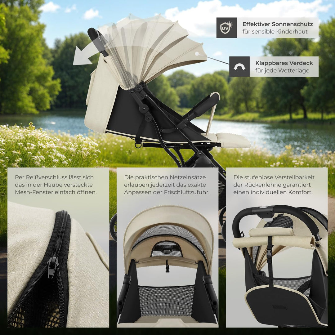 tectake® Buggy Kinderwagen von 0 bis 3 Jahre, Wagen für Baby Erstausstattung Neugeborene und Kinderb
