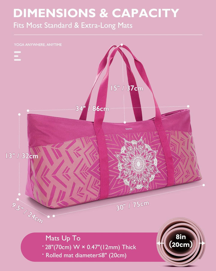 Gonex Yogatasche, Extra Grosse Canvas Sporttasche mit Wasserdichtem Fach & Metallreissverschluss, Fü