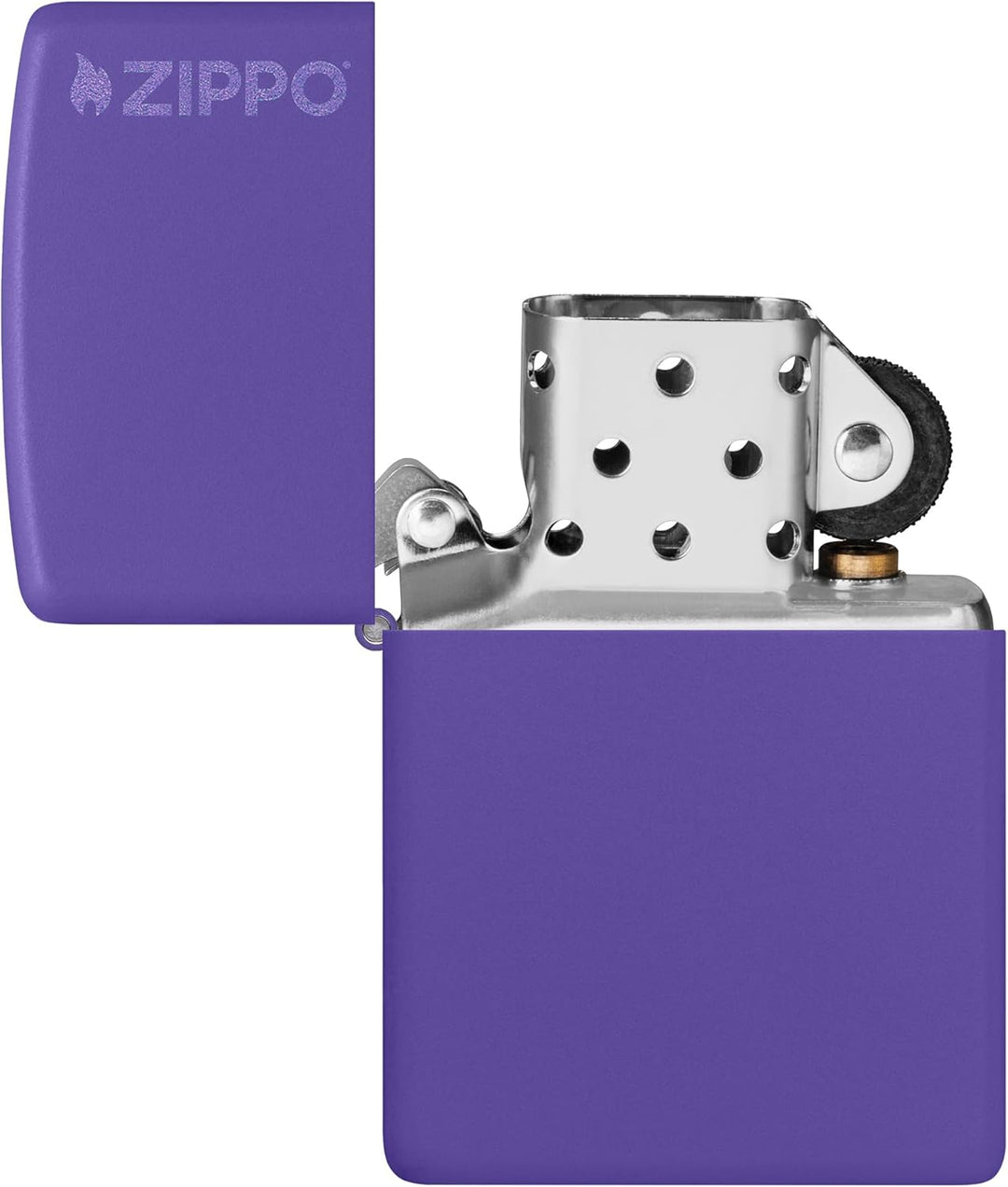 Zippo Mattes Taschenfeuerzeug Logo Lilafarbenes Zippo Logo, Logo Lilafarbenes Zippo Logo