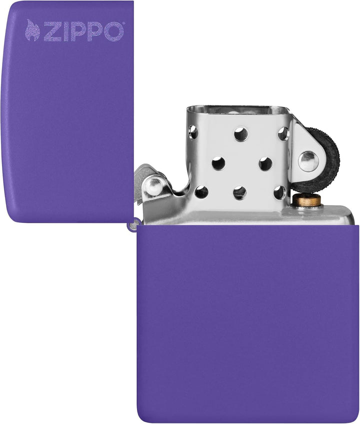Zippo Mattes Taschenfeuerzeug Logo Lilafarbenes Zippo Logo, Logo Lilafarbenes Zippo Logo