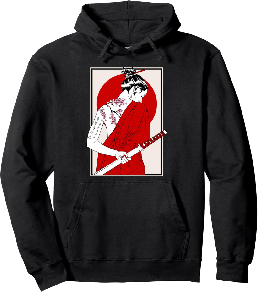 Japanische Samurai-Kultur-Landschaft, Vintage, Sakura, Kirschspass Pullover Hoodie