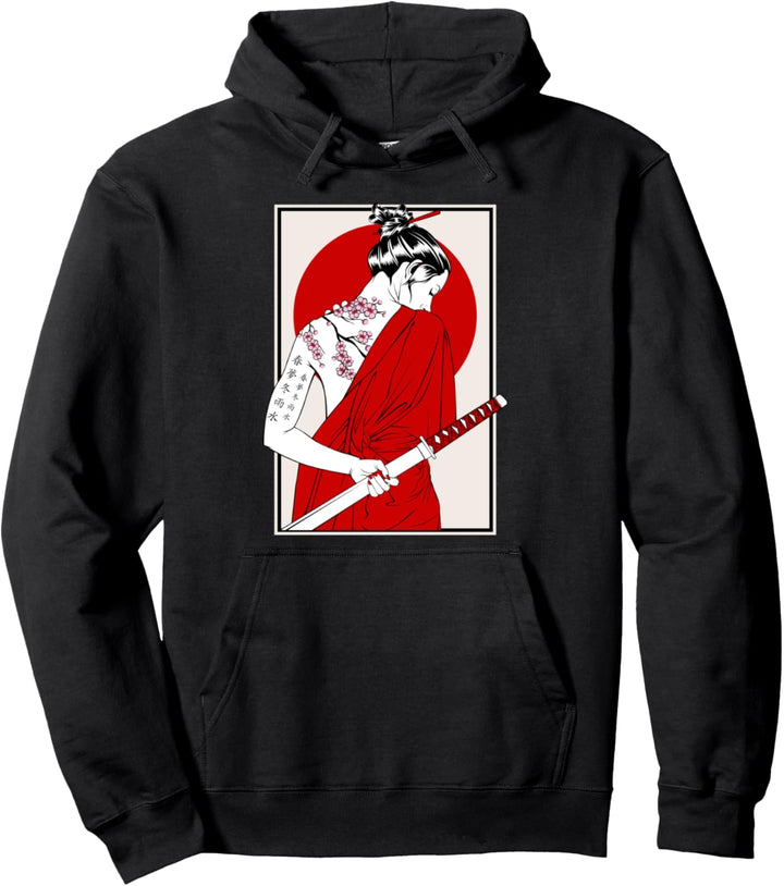 Japanische Samurai-Kultur-Landschaft, Vintage, Sakura, Kirschspass Pullover Hoodie