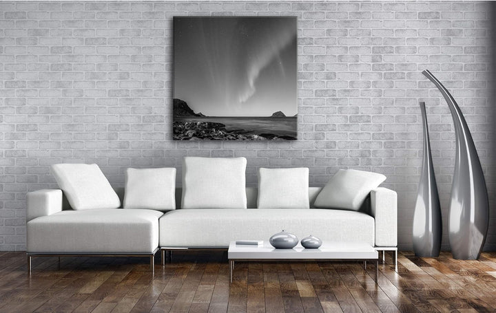 deyoli Polarlichter in Norwegen Format: 70x70 Effekt: Schwarz&Weiss als Leinwandbild, Motiv fertig g