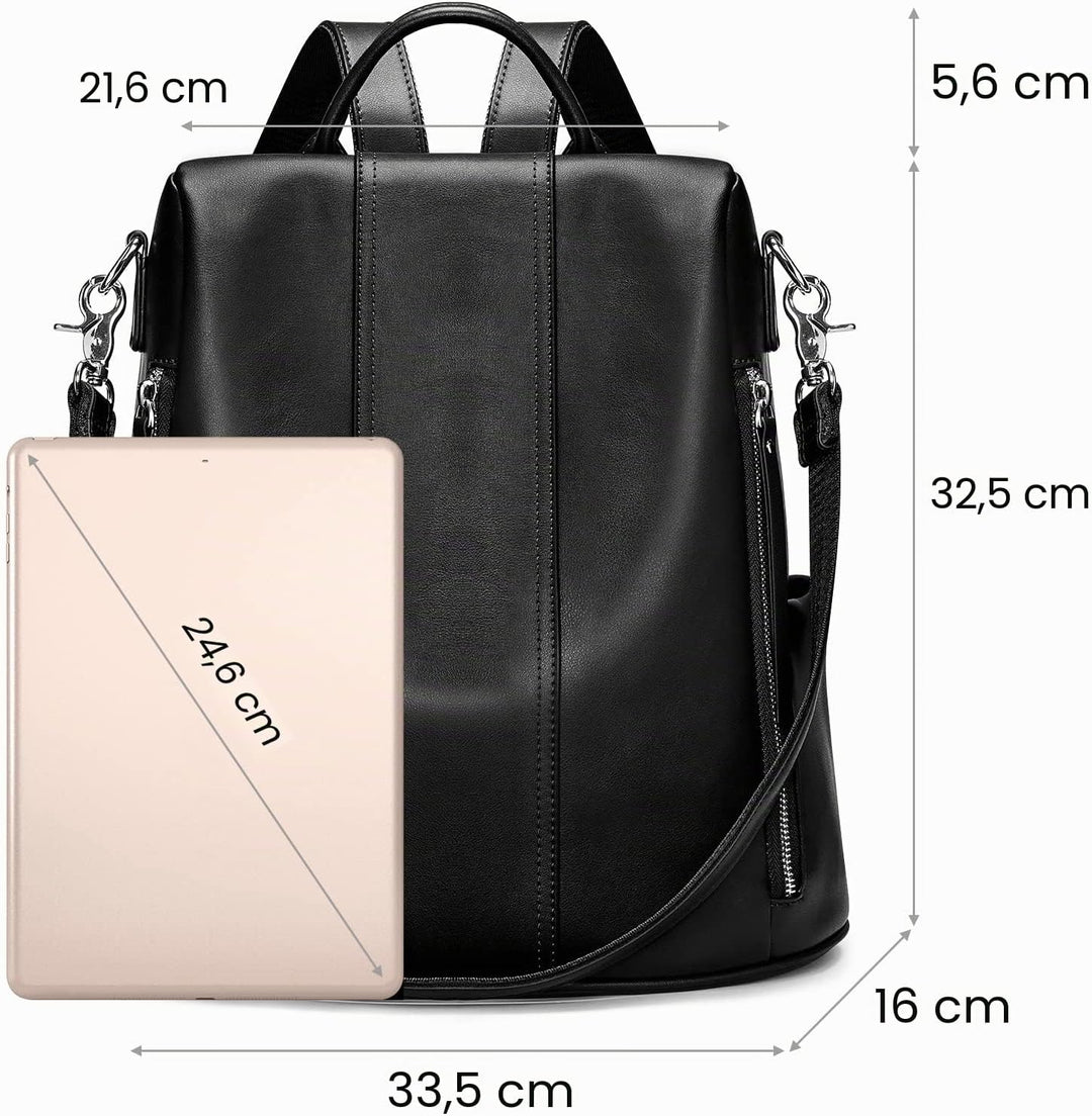 S-ZONE Damen Rucksack Wasserdicht Weiches Echtleder Anti Diebstahl Mode Schultasche Handtasche Casua