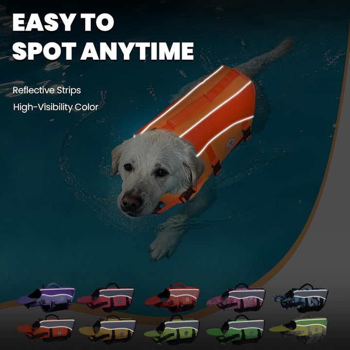 VIVAGLORY Front Float Schwimmweste Hund, Hundeschwimmweste für Bootfahren, Schwimmweste with Kopfstü