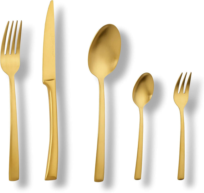 Echtwerk Tafelbesteck "Avelino" 30 teilig, Edelstahl 18/10, Gold mattiert, cm, 24, 5 x 4, 8 cm, 30 E