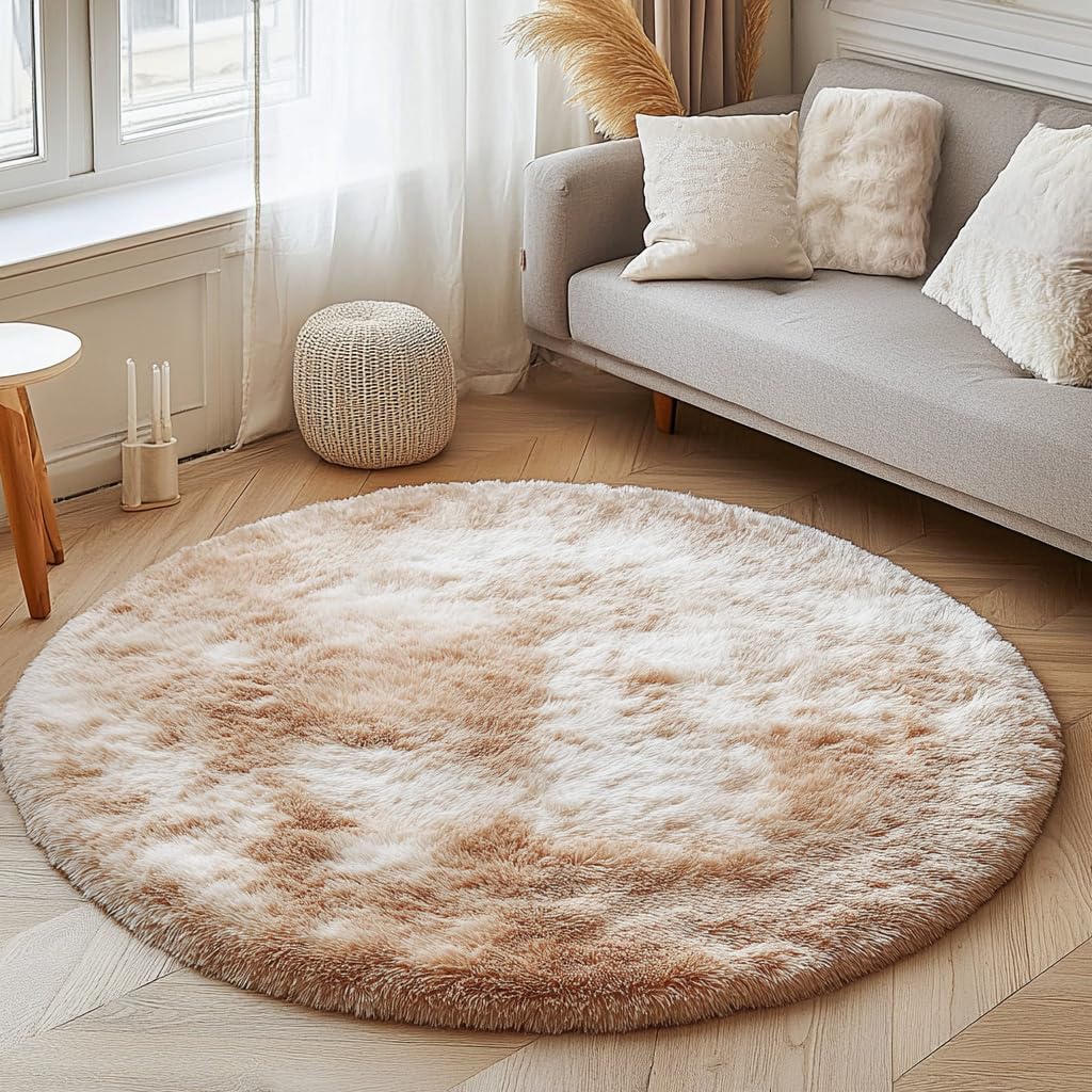 Rund Teppiche Hochflor Rund Teppich Wohnzimmer Langflor Teppiche für Wohnzimmer flauschig Shaggy Sch