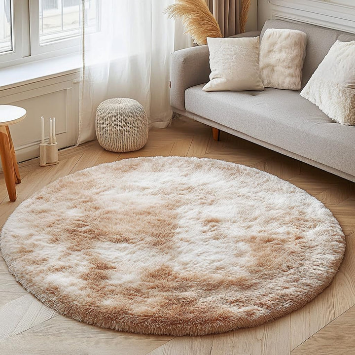 Rund Teppiche Hochflor Rund Teppich Wohnzimmer Langflor Teppiche für Wohnzimmer flauschig Shaggy Sch