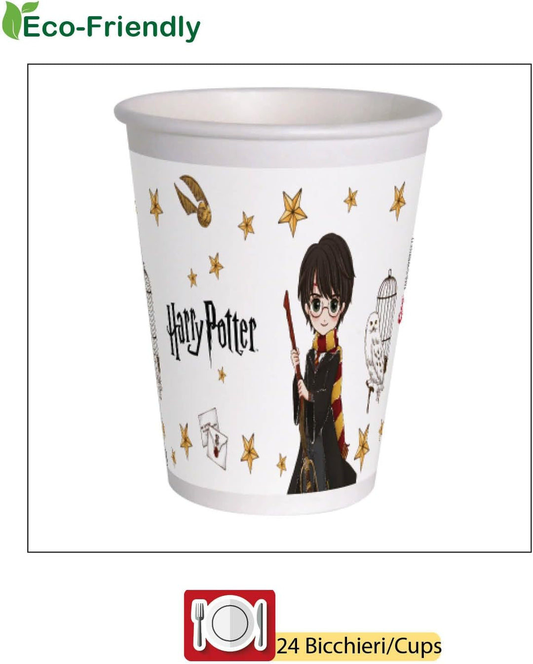 Partygeschirr Party-Set Harry Potter für 24 Personen (112 pcs: 24 Pappteller Ø23cm, 24 Pappteller Ø1
