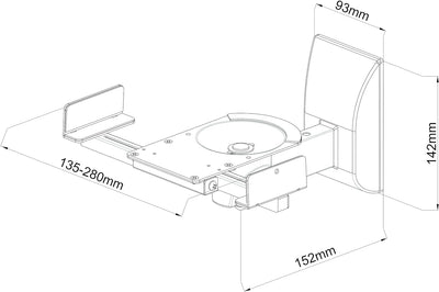 mywall HB5L HB 5 L Lautsprecher-Wandhalterung einstellbar ohne Werkzeug Neigbar+Schwenkbar 25 kg Sch