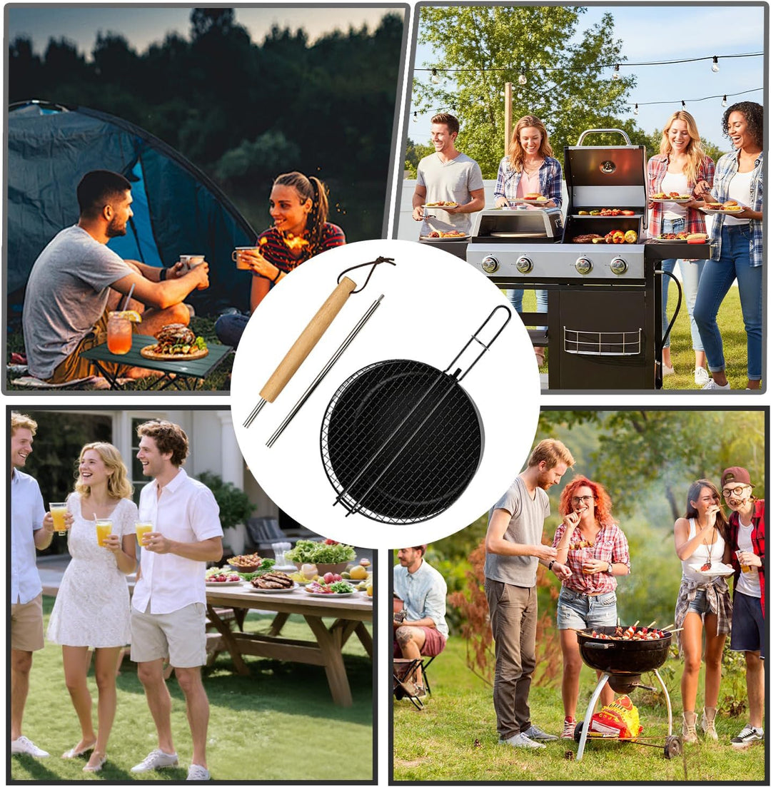 Popcorn Maker Lagerfeuer aus Hochwertigen Karbonstahl &amp; Sicherheitsgriff, Antihaft Outdoor Popcorn-P