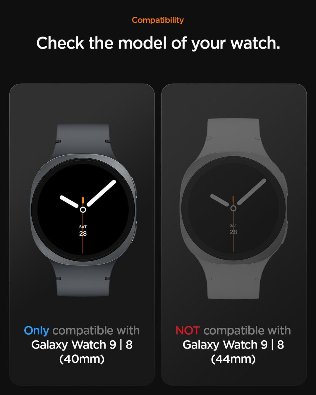 Spigen Rugged Armor Pro Hülle mit Band für Samsung Galaxy Watch 9/8 40mm | TPU-Unibody-Hülle mit Arm