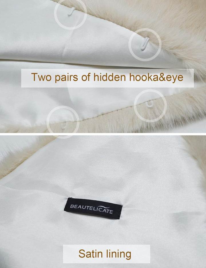 BEAUTELICATE Damen Kunstpelz Stola Schal Warp Brautjacke Kunstfell Brautschal Brautstola für Braut A